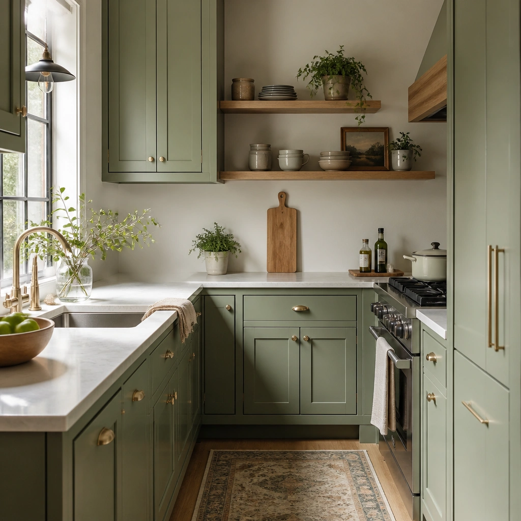 Small Space Green Kitchen Cabinets for Compact Kitchens