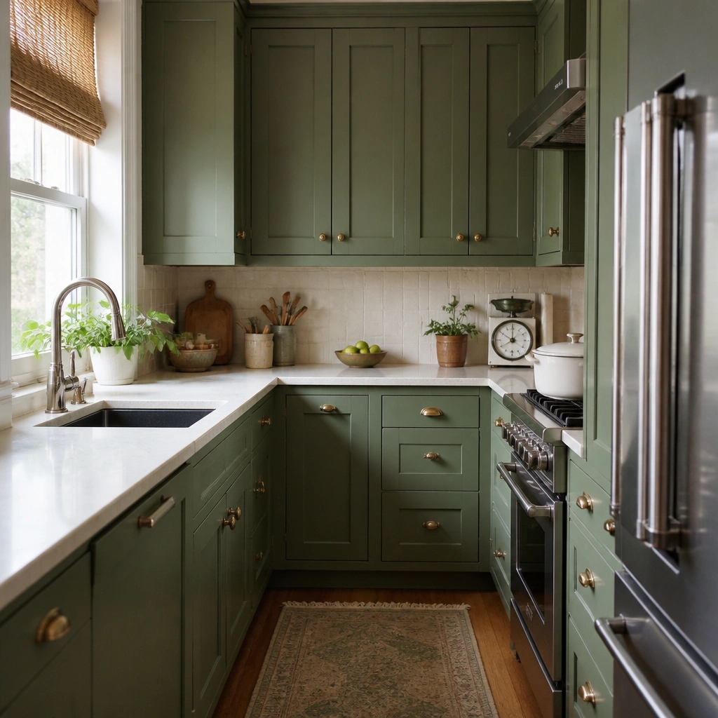 Small Space Green Kitchen Cabinets for Compact Kitchens