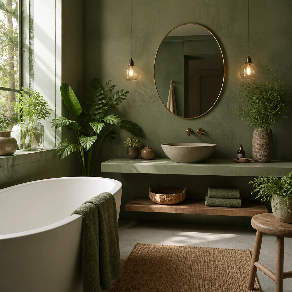 Cozy Green Bathroom Ideas for Warm Vibes