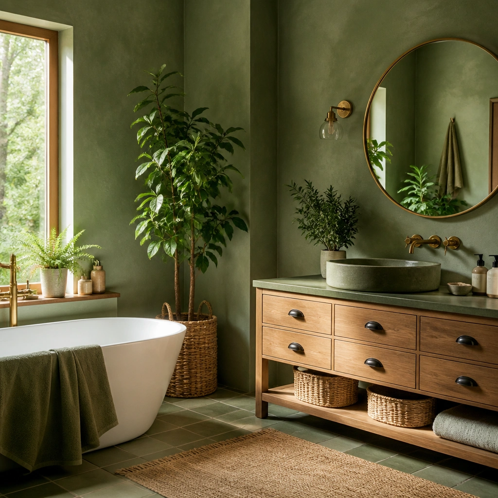 Cozy Green Bathroom Ideas for Warm Vibes