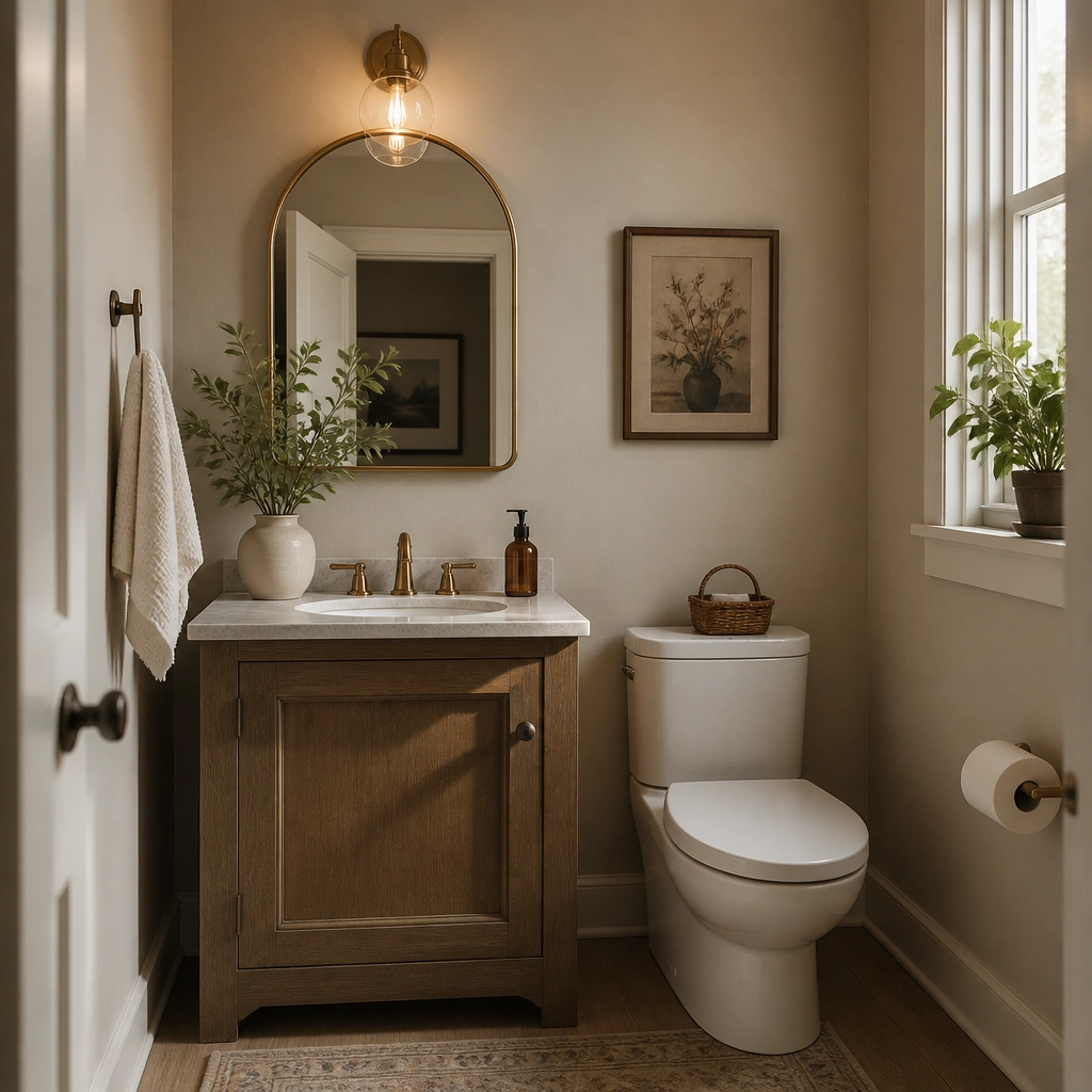 Cozy Warm Half Bathroom Ideas for a Soft Look