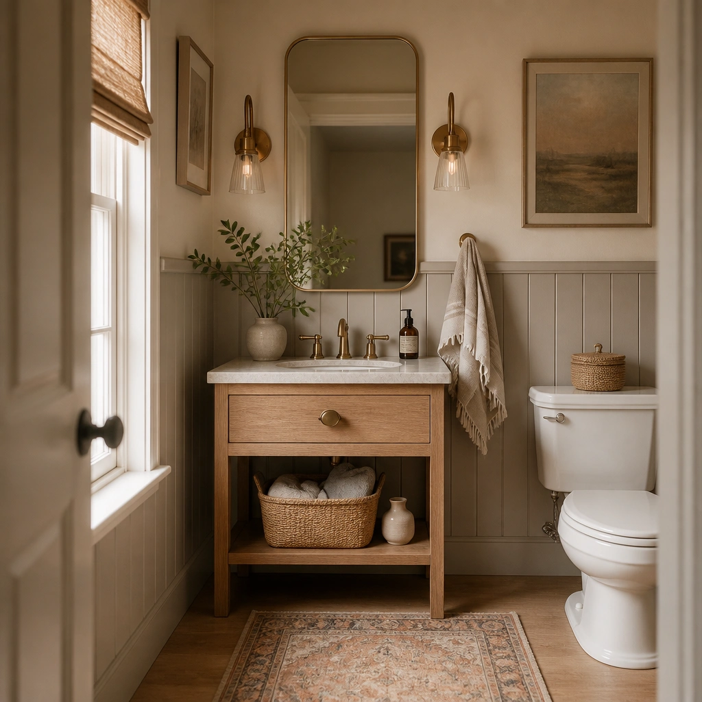 Cozy Warm Half Bathroom Ideas for a Soft Look
