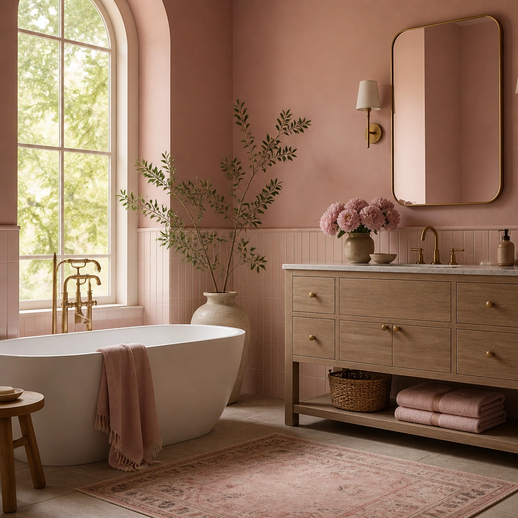 Cozy Warm Pink Bathroom Ideas