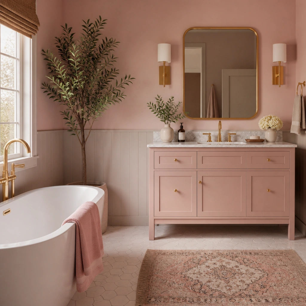 Cozy Warm Pink Bathroom Ideas
