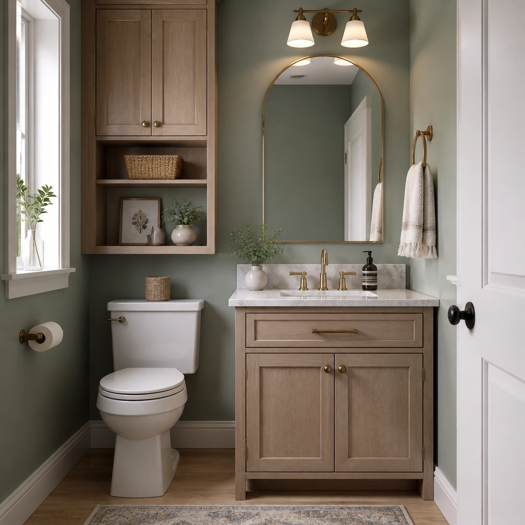 Half Bathroom Ideas With Storage (Pretty + Practical)