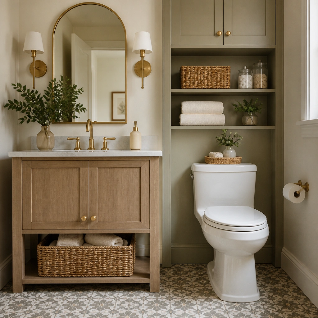 Half Bathroom Ideas With Storage (Pretty + Practical)