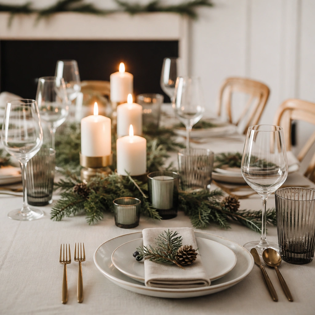 Modern Minimalist Christmas Table Decorations (Clean + Chic)