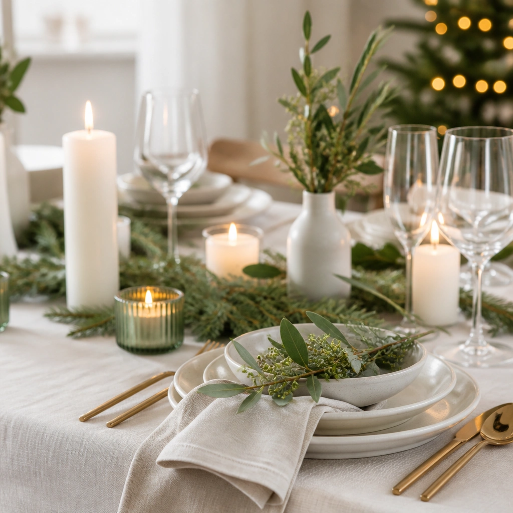 Modern Minimalist Christmas Table Decorations (Clean + Chic)