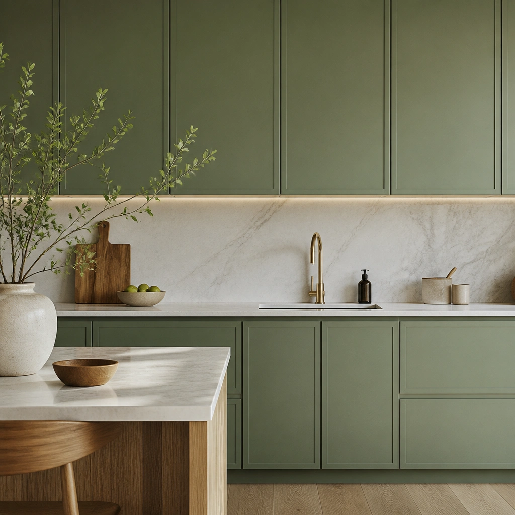 Modern Minimalist Green Kitchen Cabinets