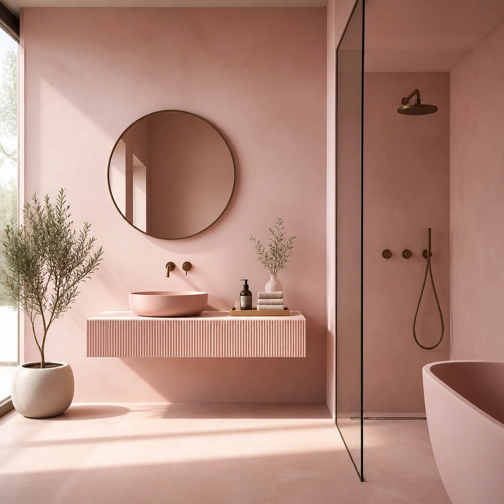 Modern Minimalist Pink Bathroom Ideas