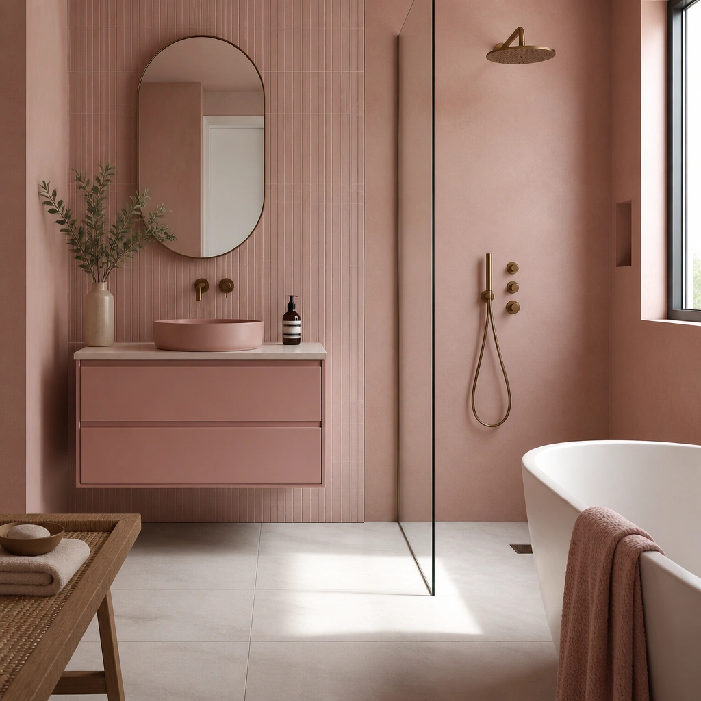 Modern Minimalist Pink Bathroom Ideas