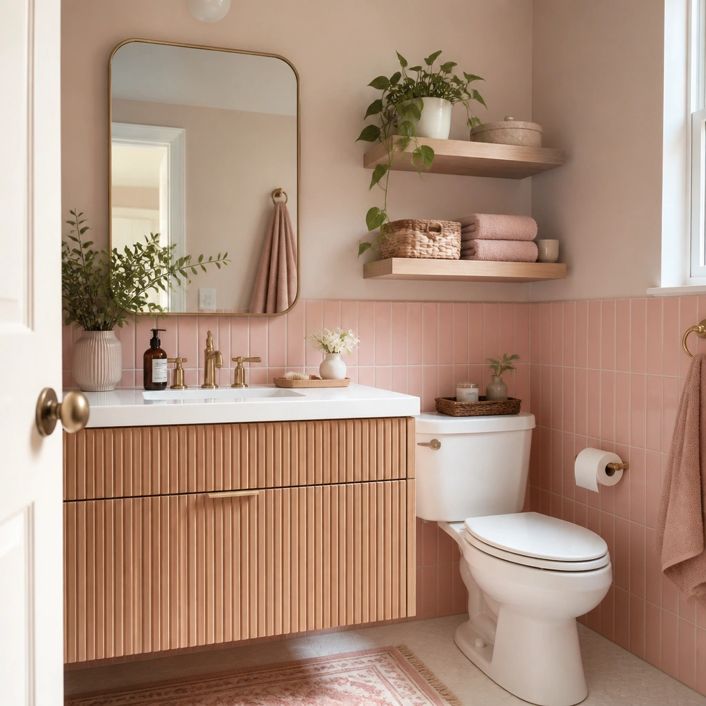 No-Drill Pink Bathroom Ideas