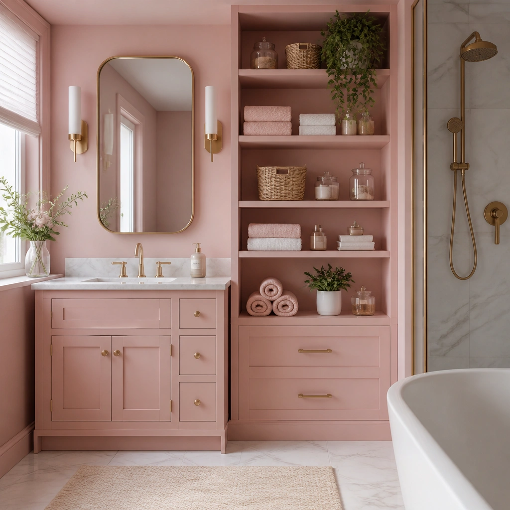 Pink Bathroom Ideas With Storage