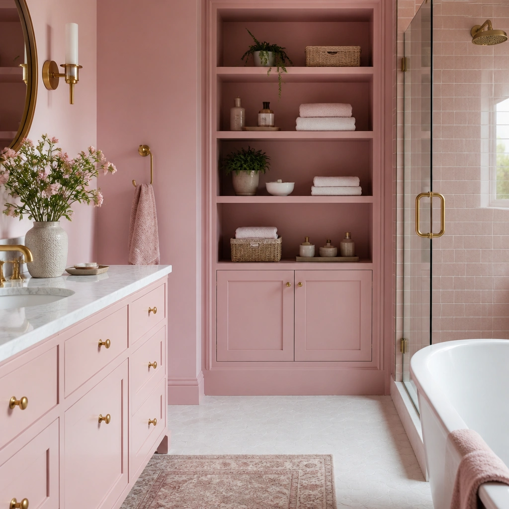 Pink Bathroom Ideas With Storage
