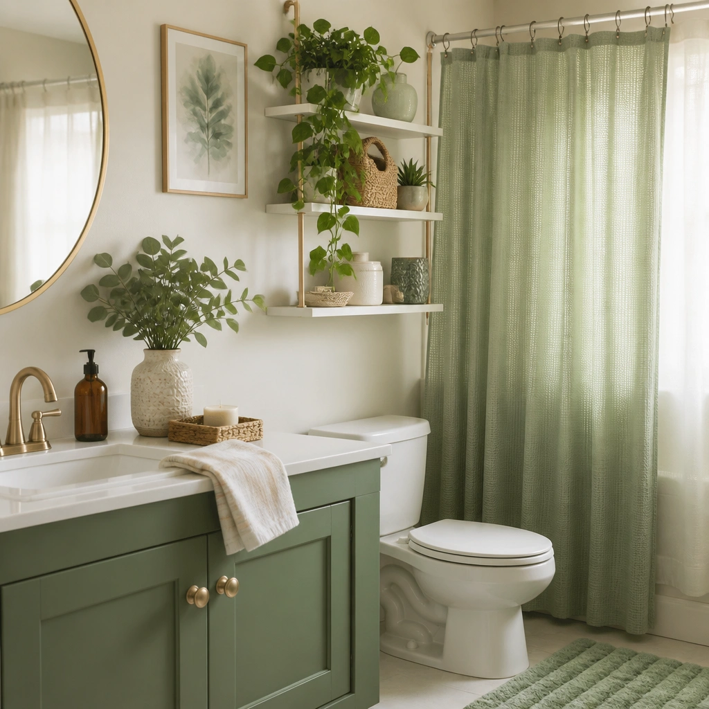 Renter-Friendly Green Bathroom Ideas (No Drill)