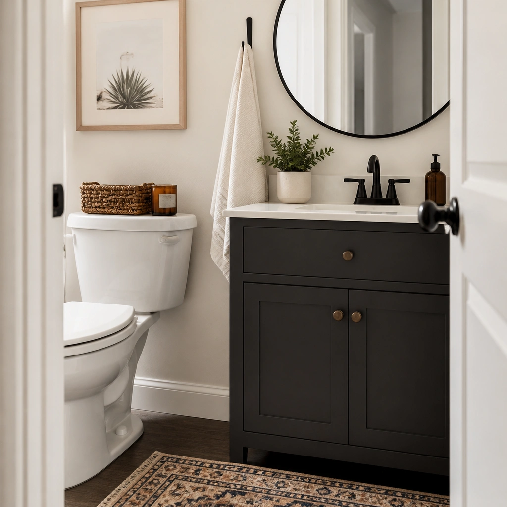 Removable, No-Drill Half Bathroom Ideas for Renters
