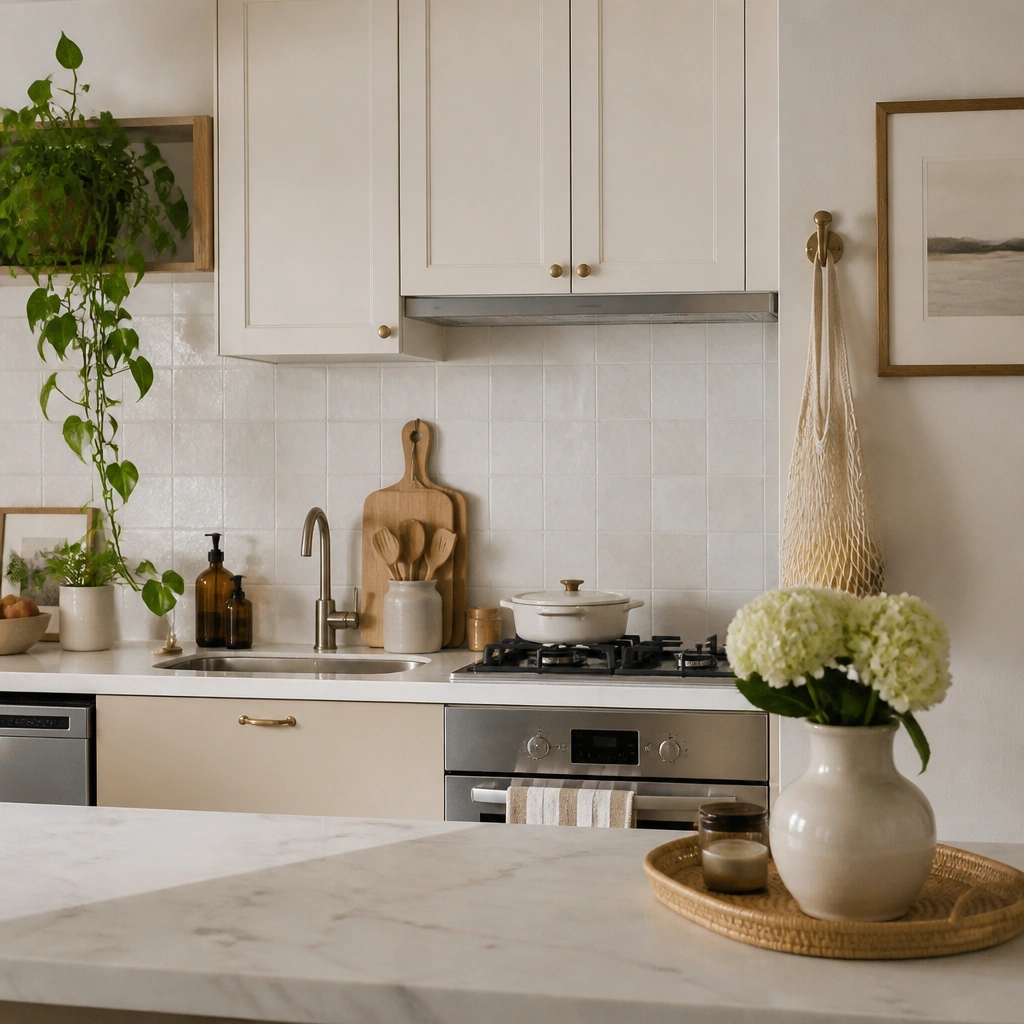 No-Drill Beige Kitchen Ideas for Renters