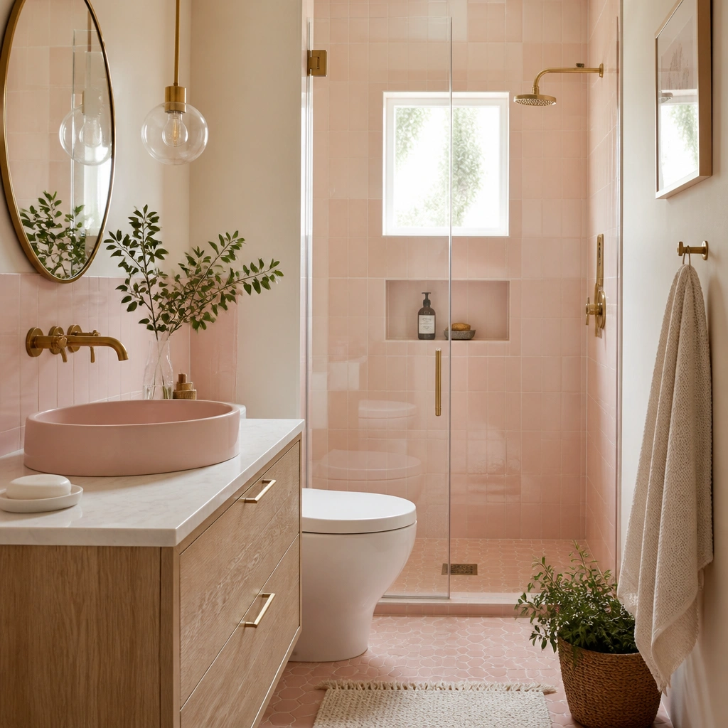 Small Space Pink Bathroom Ideas